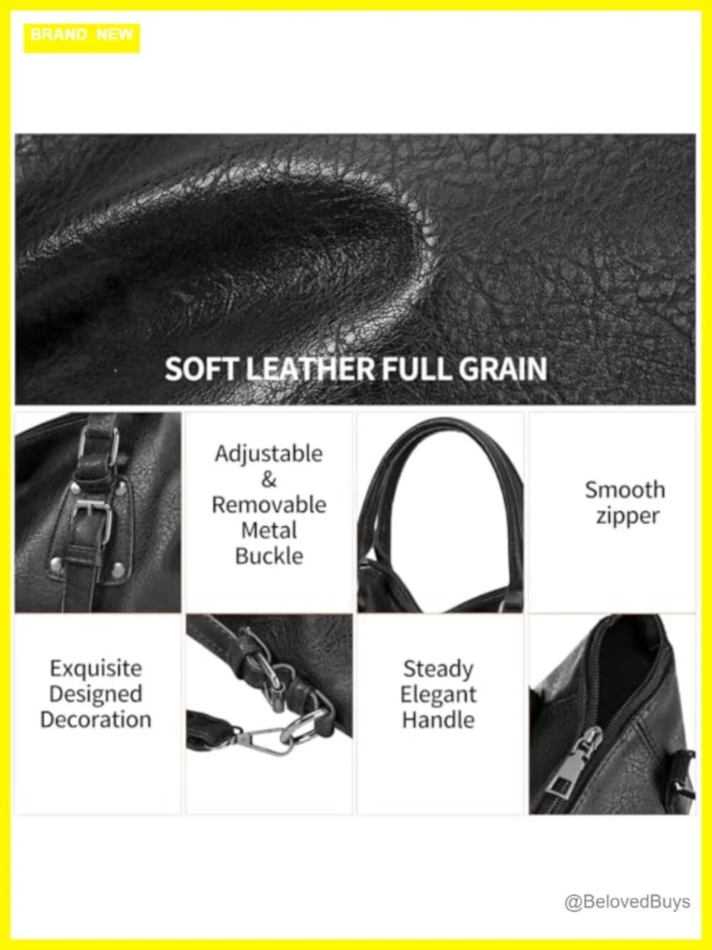 Vegan Leather Tote Bag with Detachable Shoulder Strap, Large Capacity Handbag